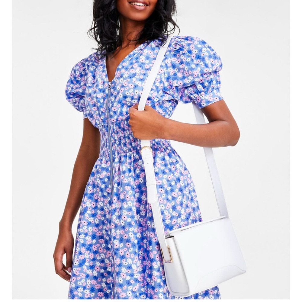 Floral Blue Dress with front zipper Size XL brand On-34th